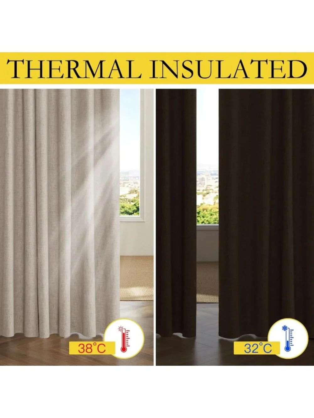 Blackout Curtains 2 Panels Set, 42x84 Inch, Thermal Insulated Room Darkening